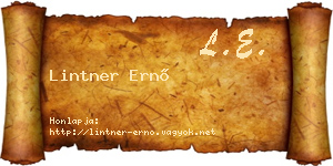 Lintner Ernő névjegykártya
